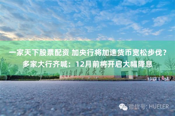 一家天下股票配资 加央行将加速货币宽松步伐？多家大行齐喊：12月前将开启大幅降息