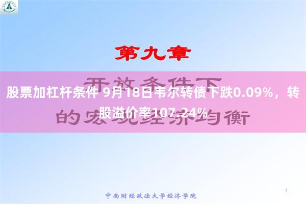 股票加杠杆条件 9月18日韦尔转债下跌0.09%，转股溢价率107.24%