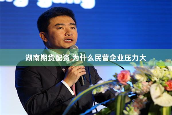 湖南期货配资 为什么民营企业压力大