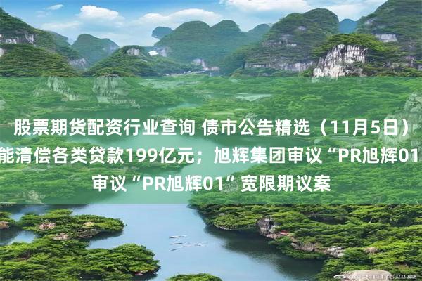 股票期货配资行业查询 债市公告精选（11月5日）| 龙光控股未能清偿各类贷款199亿元；旭辉集团审议“PR旭辉01”宽限期议案
