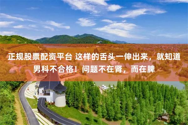 正规股票配资平台 这样的舌头一伸出来，就知道男科不合格！问题不在肾，而在脾