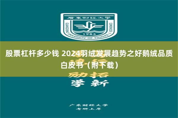 股票杠杆多少钱 2024羽绒发展趋势之好鹅绒品质白皮书（附下载）