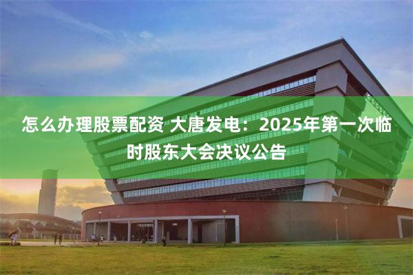 怎么办理股票配资 大唐发电：2025年第一次临时股东大会决议公告