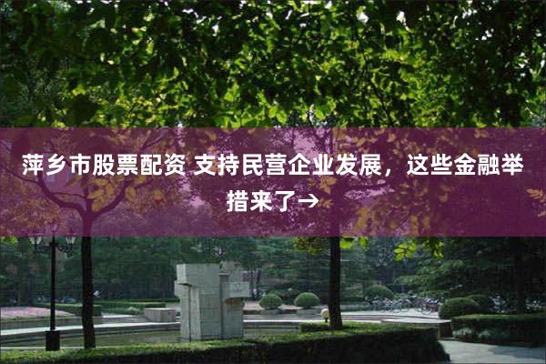 萍乡市股票配资 支持民营企业发展，这些金融举措来了→