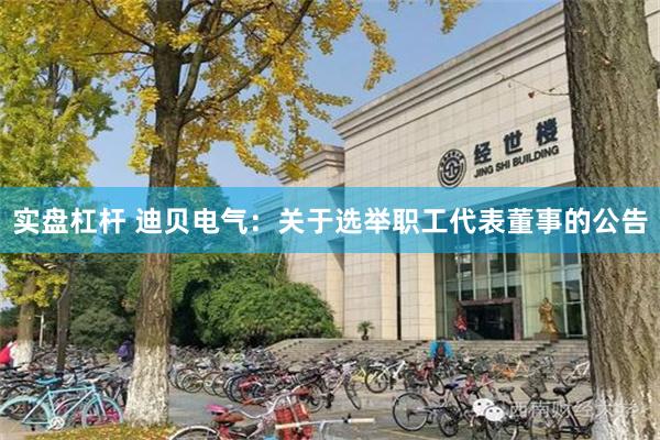 实盘杠杆 迪贝电气：关于选举职工代表董事的公告