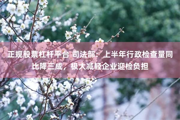 正规股票杠杆平台 司法部：上半年行政检查量同比降三成，极大减轻企业迎检负担
